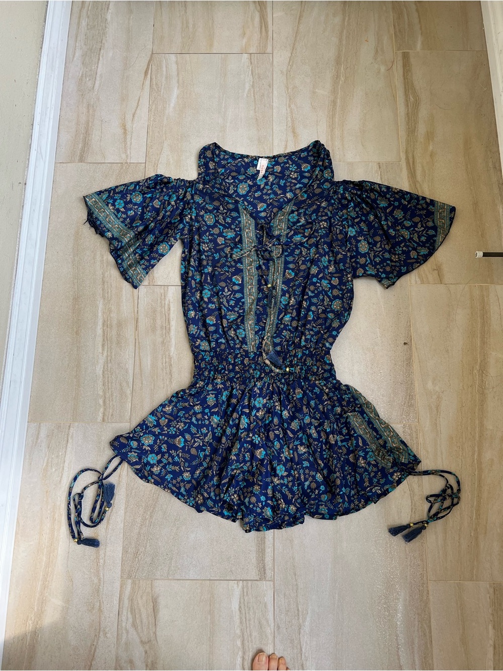 RAGA Navy and Teal Floral Romper